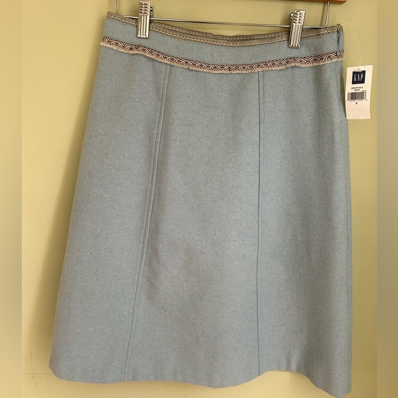 GAP Dresses & Skirts - NWT Gap pale blue a line skirt size 2. Wool blend w/nordic looking trim. Lined!